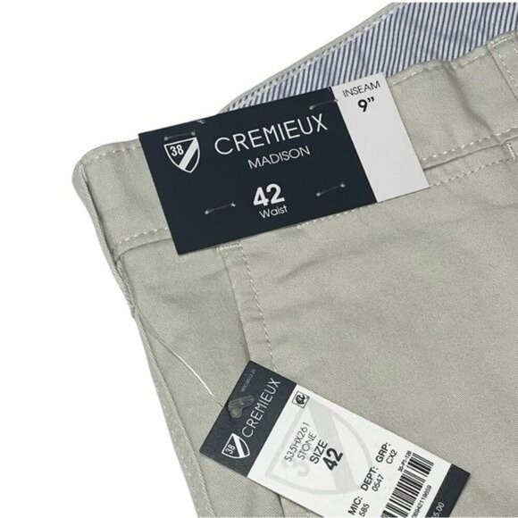 Cremieux Mens Chino Flat Front Stretch Shorts Madison Stone 42" Waist‎ 9" Inseam - Picture 2 of 5